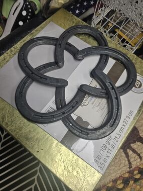 Decorative Interlocking Horseshoe Wall Art - Black Metal